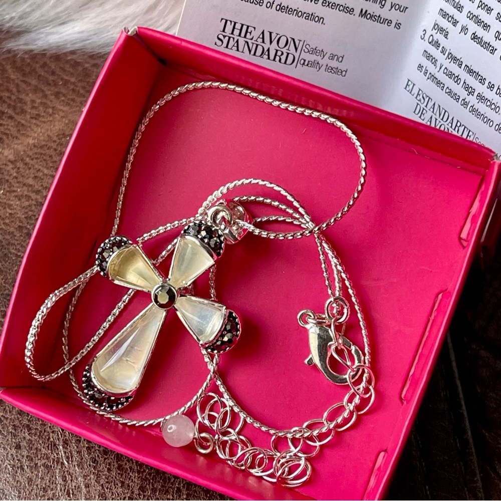 Avon | Cross Silver Tone Necklace with Rhinestones